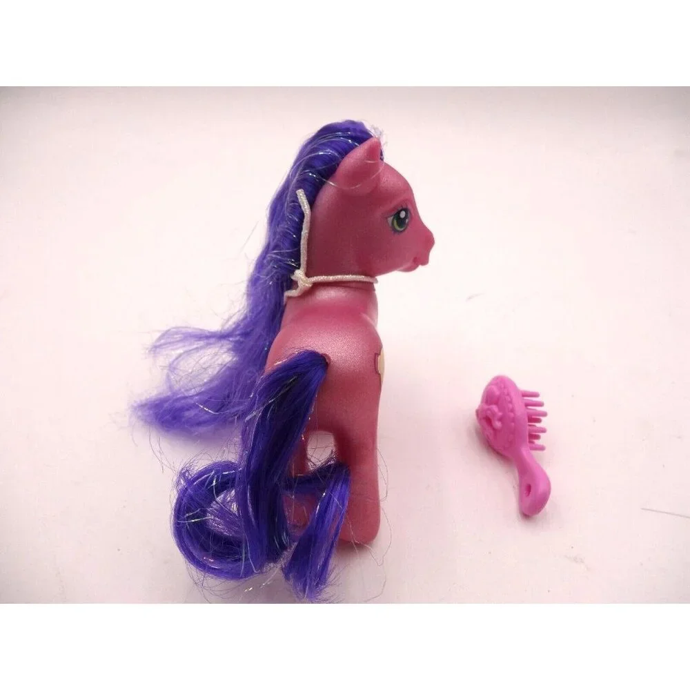 Hasbro's Pink My Little‎ Pony 2002  Kimono Purple Tinsel Hair Charm Necklace Br